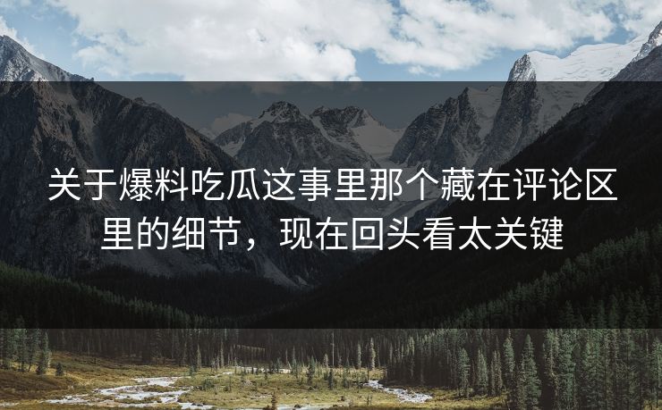 关于爆料吃瓜这事里那个藏在评论区里的细节,现在回头看太关键