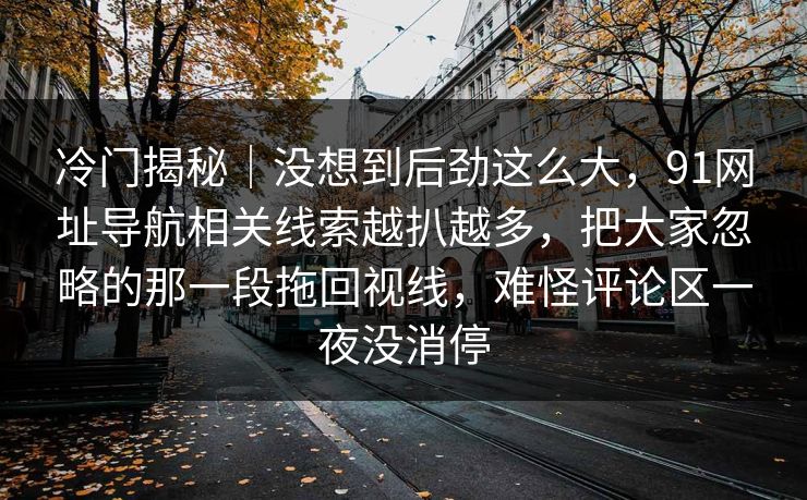 冷门揭秘|没想到后劲这么大,91网址导航相关线索越扒越多,把大家忽略的那一段拖回视线,难怪评论区一夜没消停