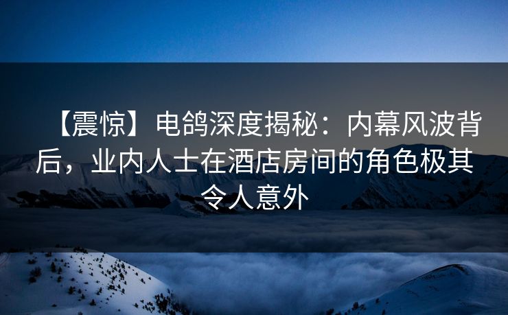 【震惊】电鸽深度揭秘:内幕风波背后,业内人士在酒店房间的角色极其令人意外
