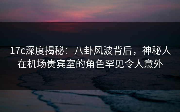 17c深度揭秘:八卦风波背后,神秘人在机场贵宾室的角色罕见令人意外